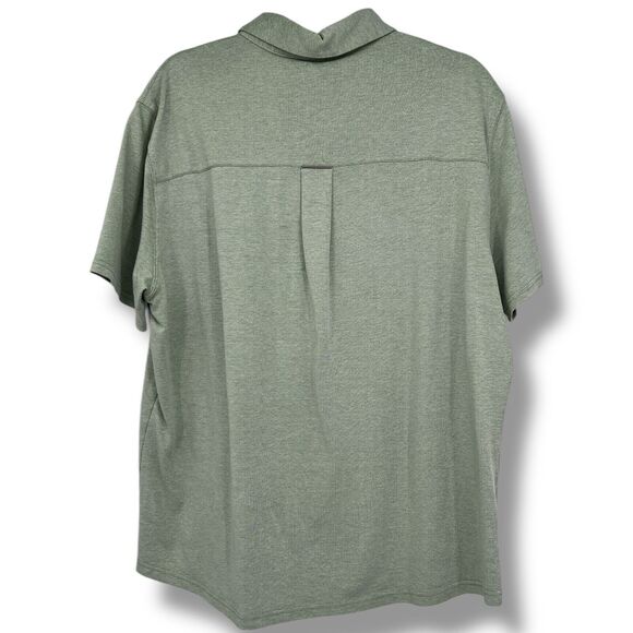 Fabletics Shirt Men XXL Green The Dash Short Sleeve Button Up Knit - Picture 2 of 6